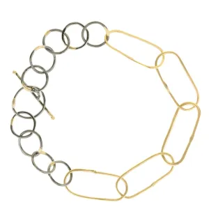 Breezy Chain Link Bracelet - 18k Gold   Oxidized Argentium Silver