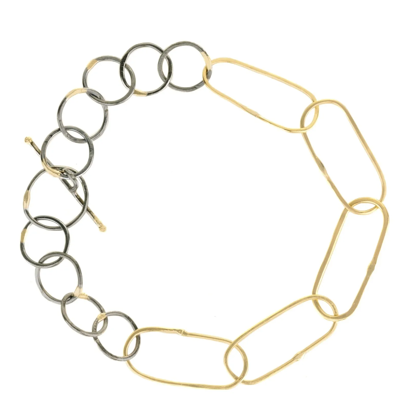 Breezy Chain Link Bracelet - 18k Gold   Oxidized Argentium Silver