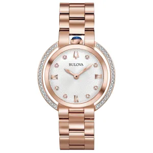 Bulova Rubaiyat Diamond Bezel and Rose Gold-Tone Bracelet Watch | 35mm | 98R248
