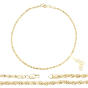 Butterfly CZ Pendant 14K Anklet Bracelet Gold Filled Cubic Zirconia Charm Rope Foot Set 10" WomenJewelry
