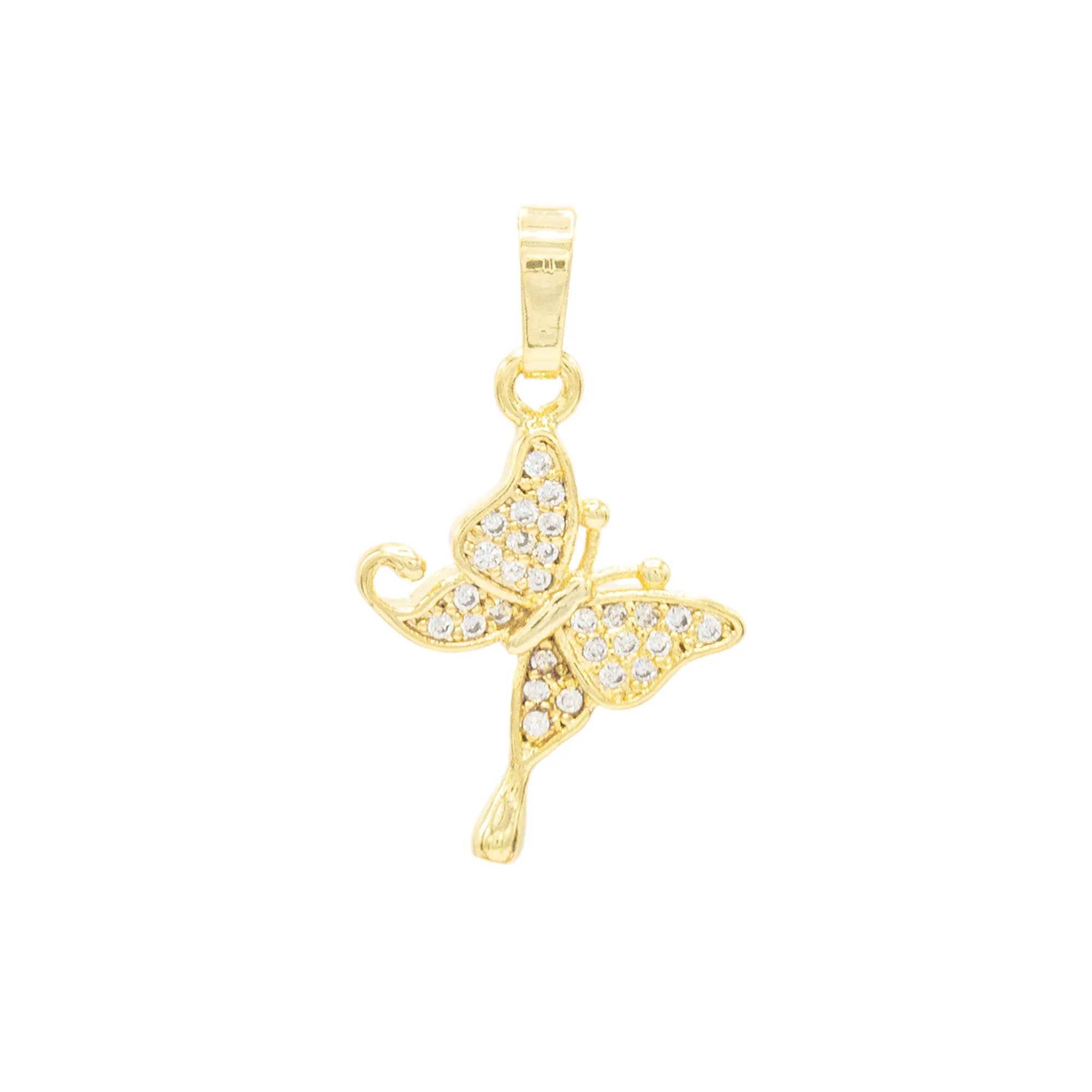 Butterfly CZ Pendant 14K Anklet Bracelet Gold Filled Cubic Zirconia Charm Rope Foot Set 10" WomenJewelry