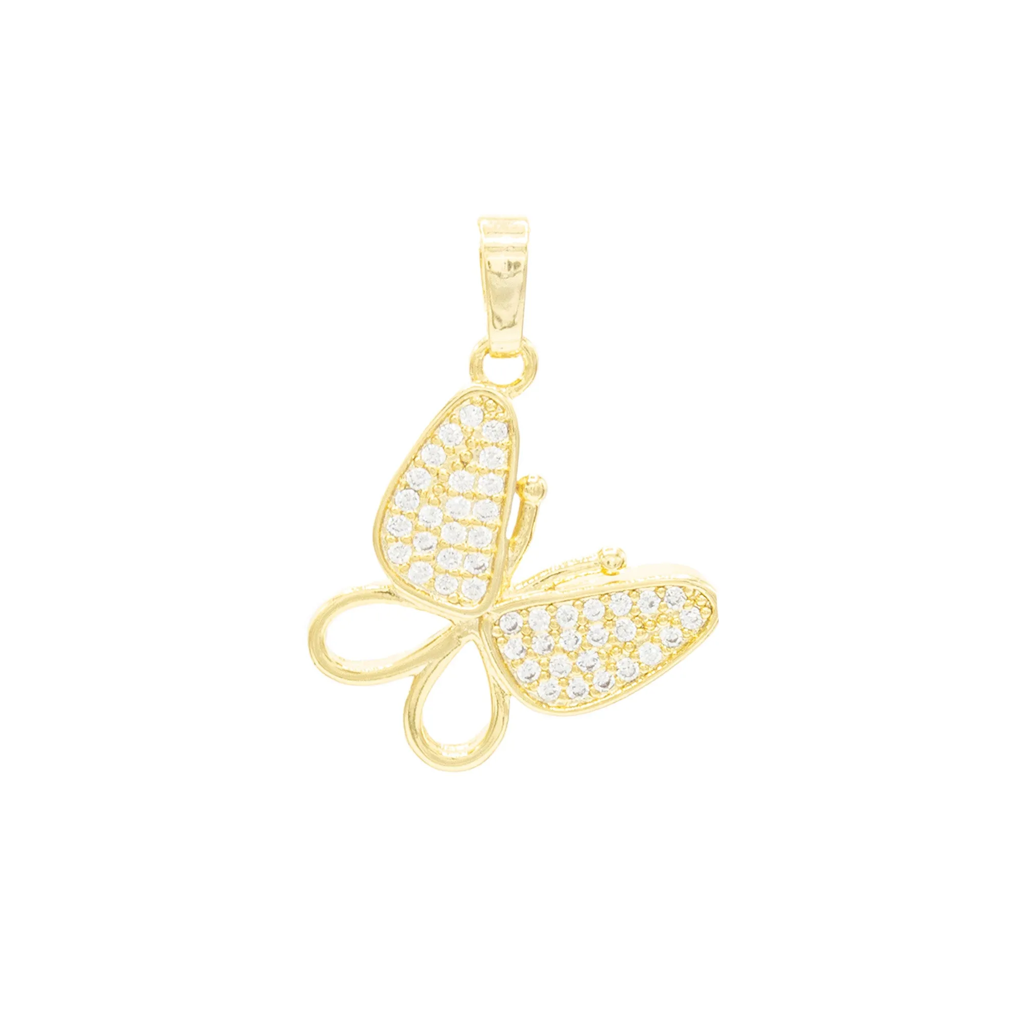 Butterfly CZ Pendant 14K Anklet Bracelet Gold Filled Cubic Zirconia Charm Rope Foot Set 10" WomenJewelry