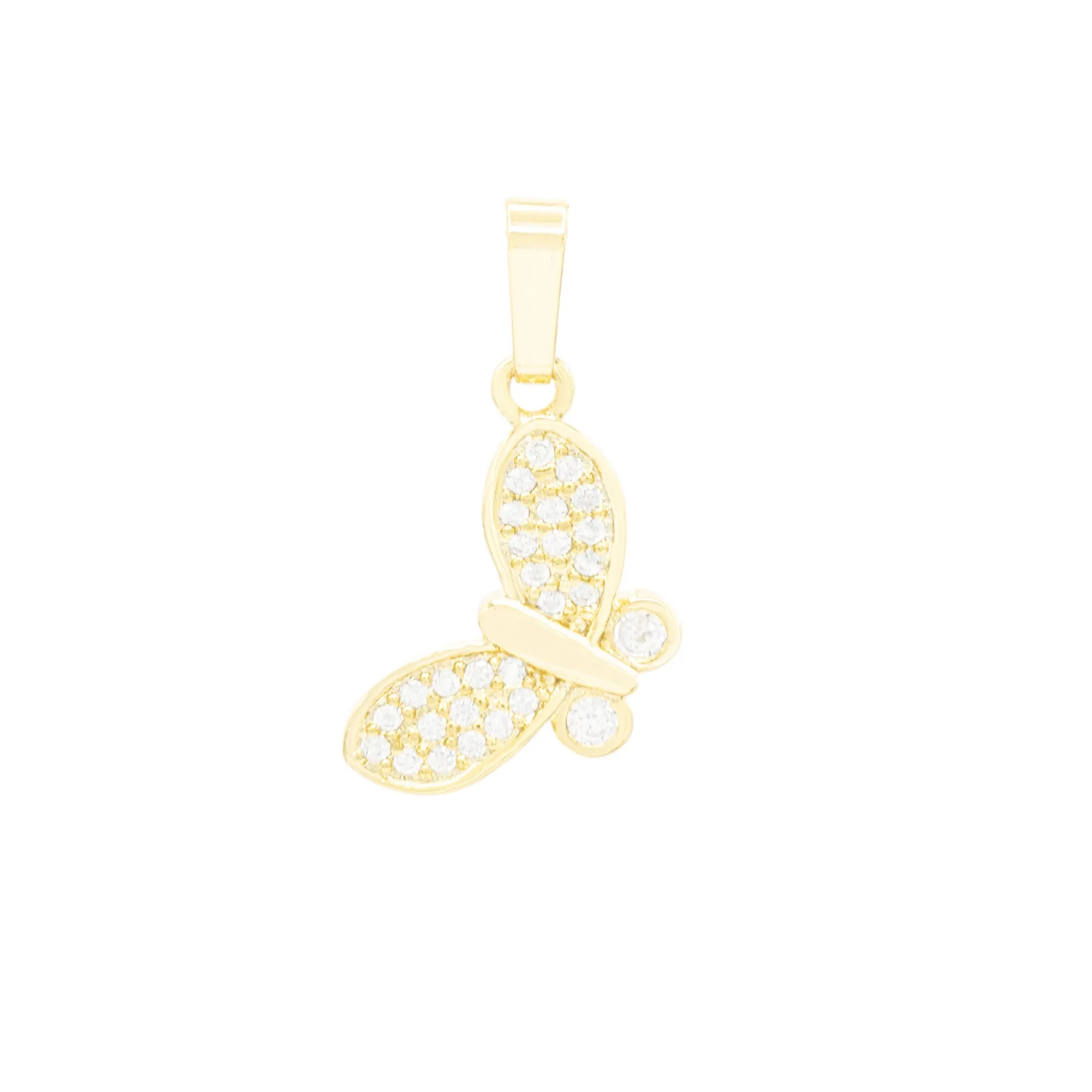 Butterfly CZ Pendant 14K Anklet Gold Filled Cubic Zirconia 10" Women