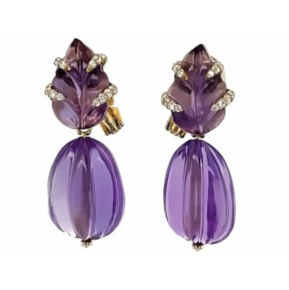 Carved Amethyst Earrings
