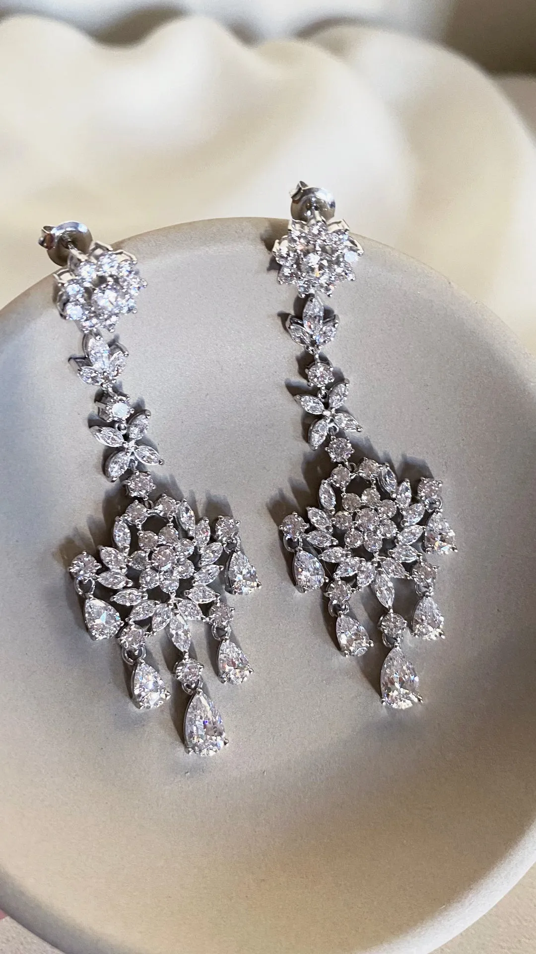 Catalina Chandelier Earrings White Gold Plated
