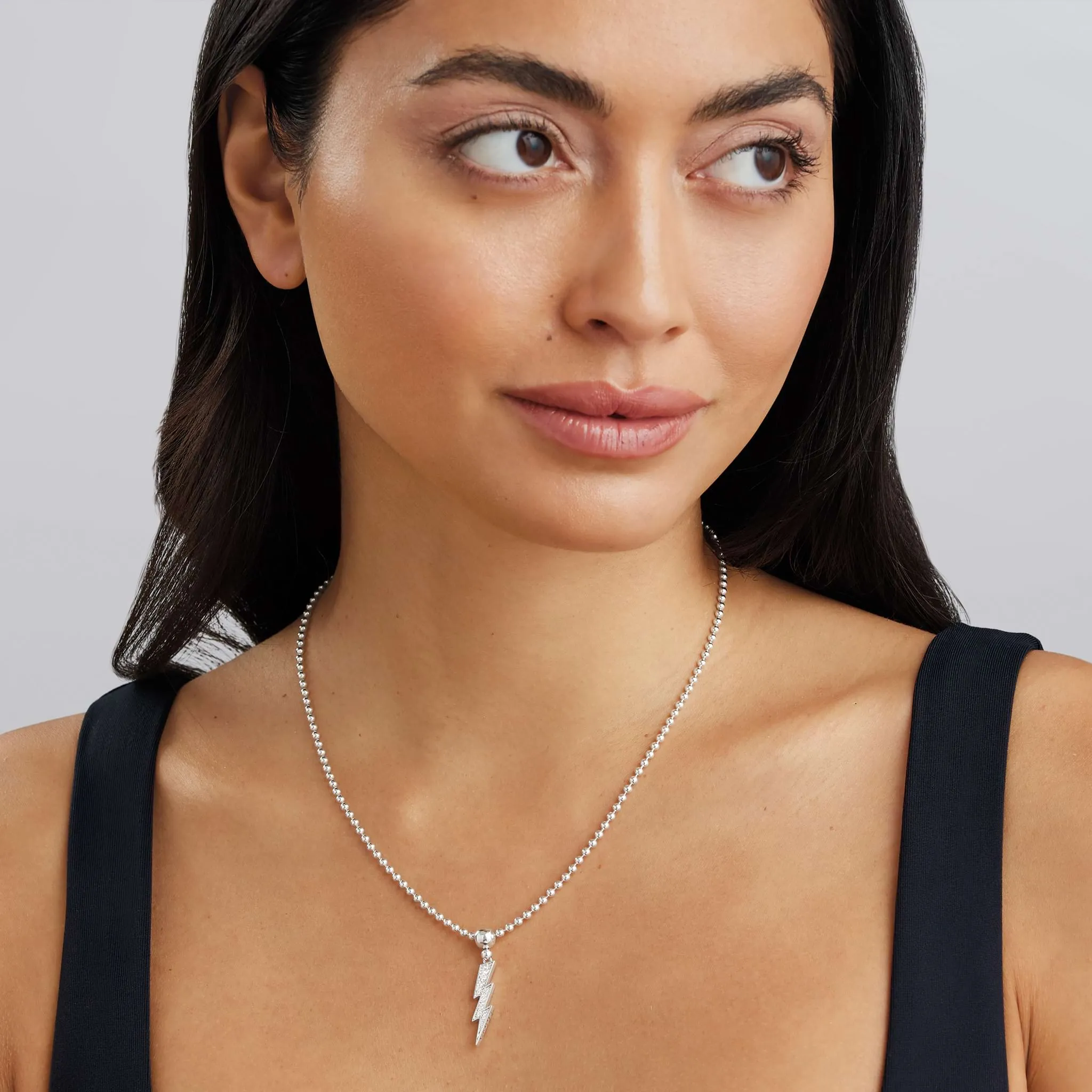 Caviar Spark Lightning Bolt Diamond Pendant Necklace