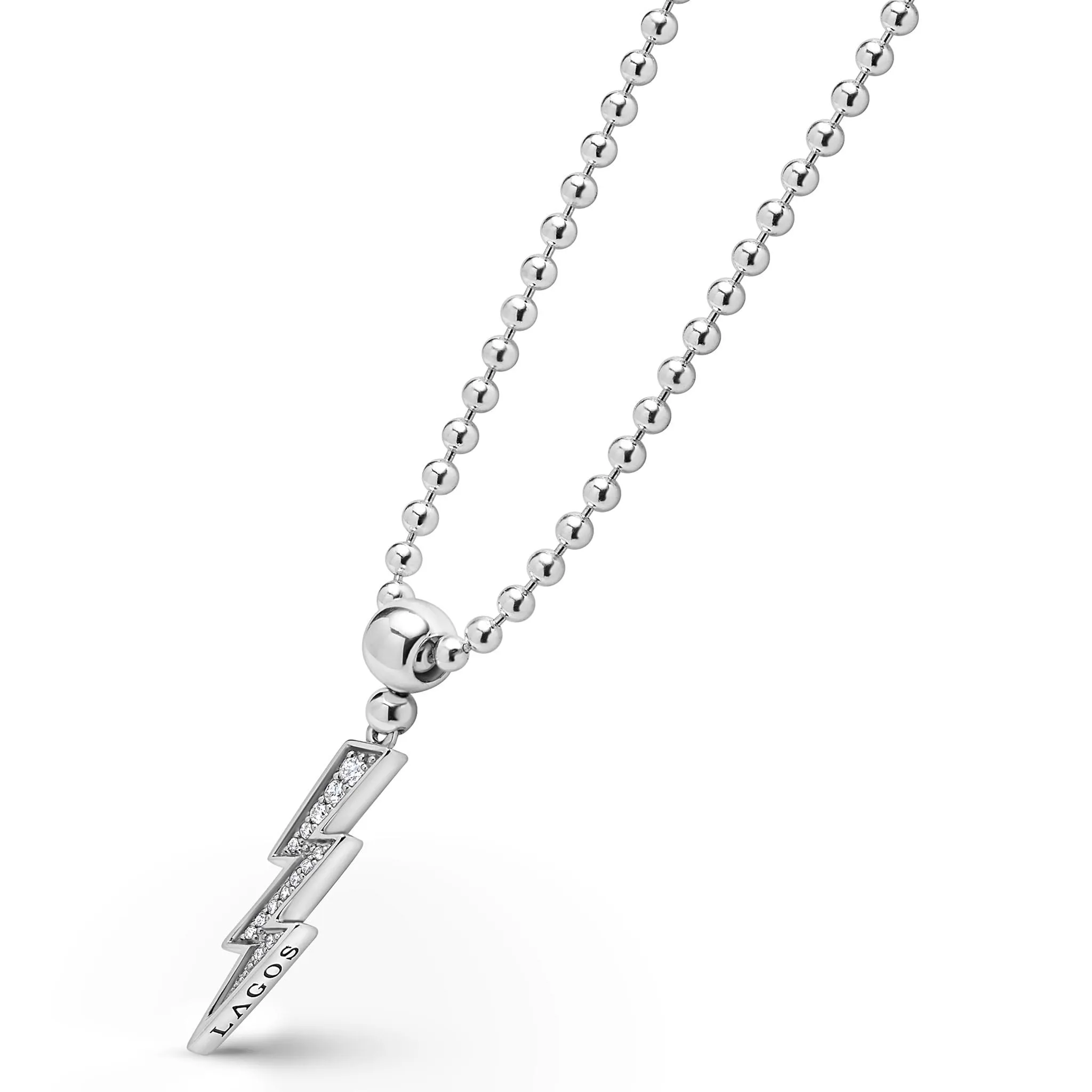 Caviar Spark Lightning Bolt Diamond Pendant Necklace