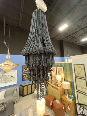 CHANDELIER BLACK BEADED 2 BULBS