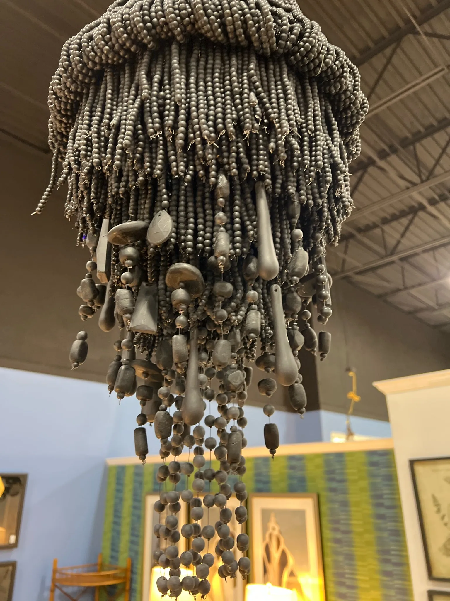 CHANDELIER BLACK BEADED 2 BULBS