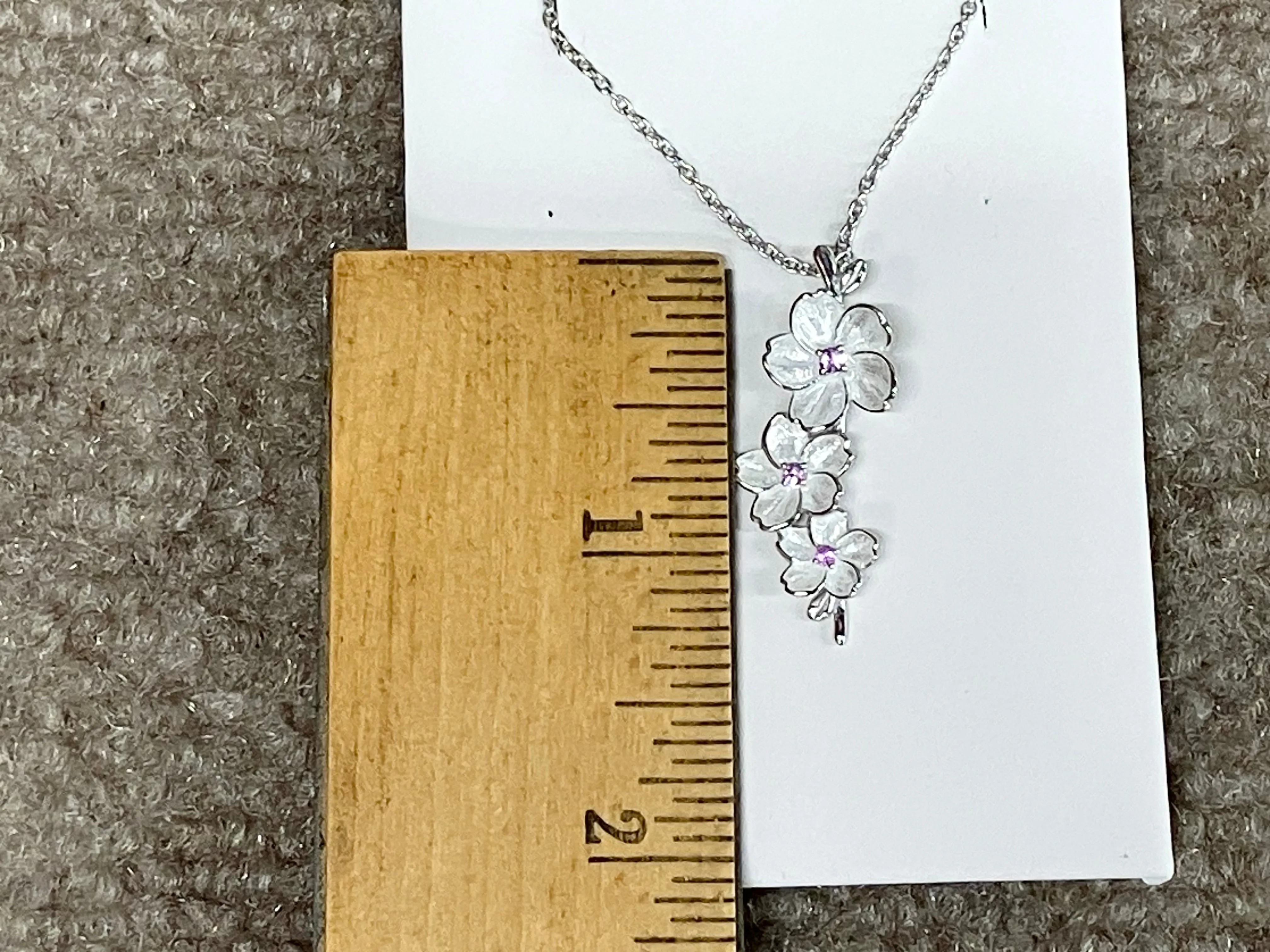 Cherry Blossoms Pink Sapphire Adjustable Silver Necklace
