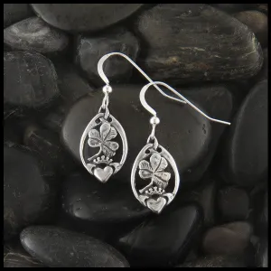 Claddagh and Shamrock Earrings in Silver