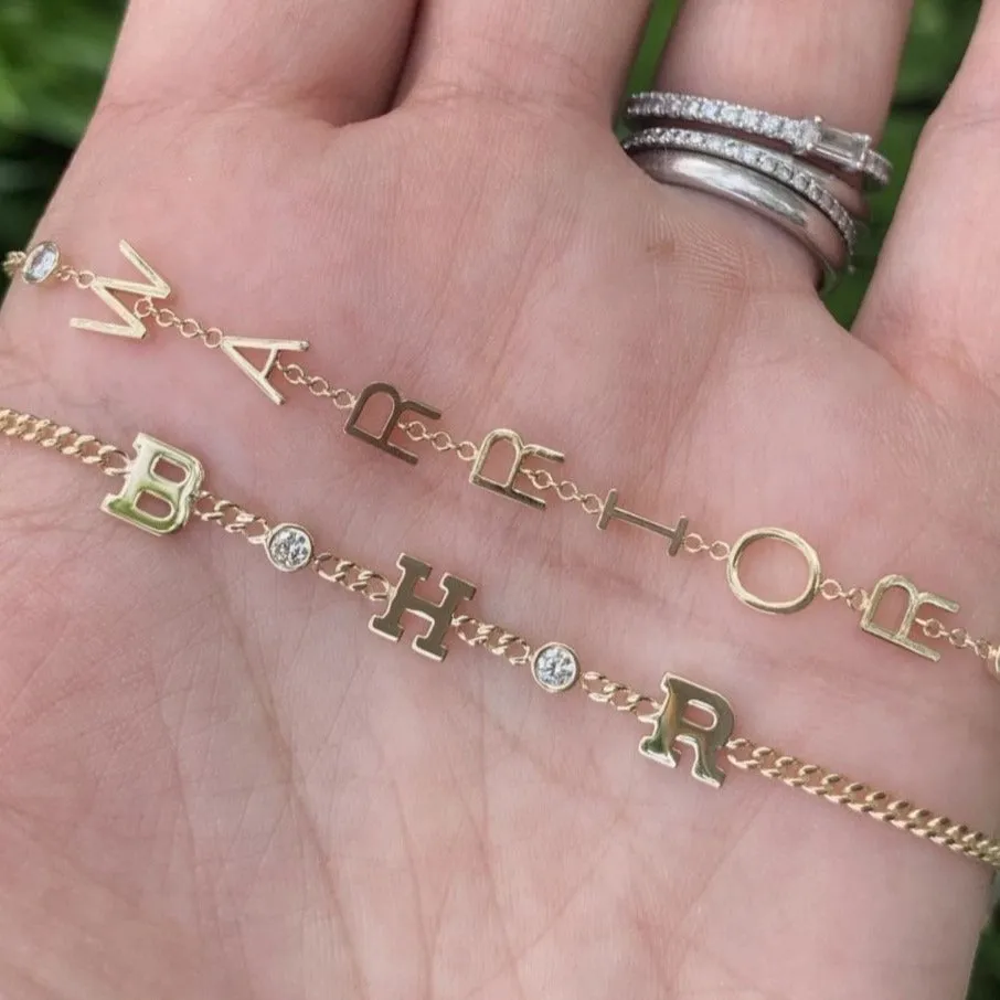 Cuban Initial Spacer Bracelet