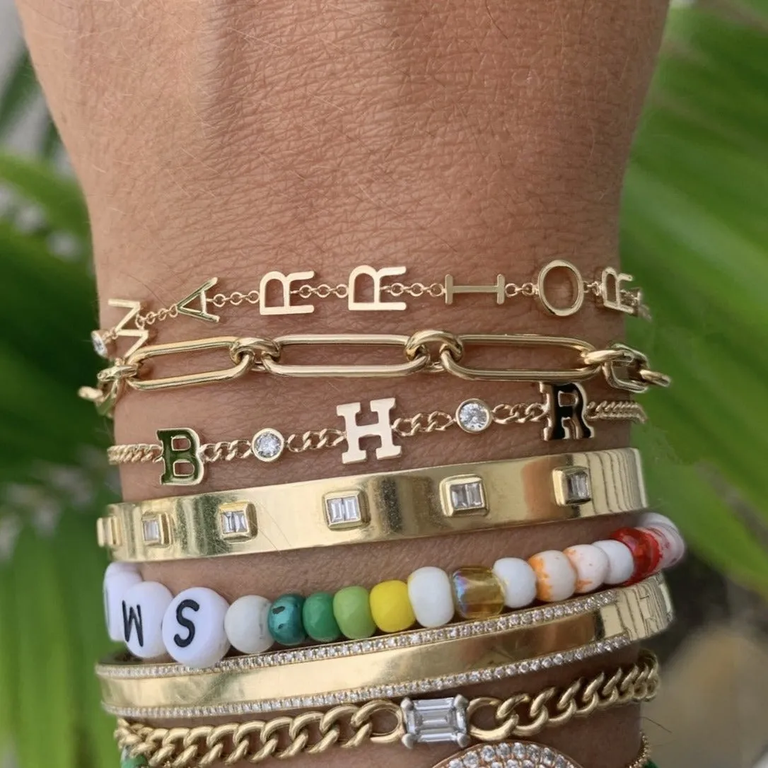 Cuban Initial Spacer Bracelet