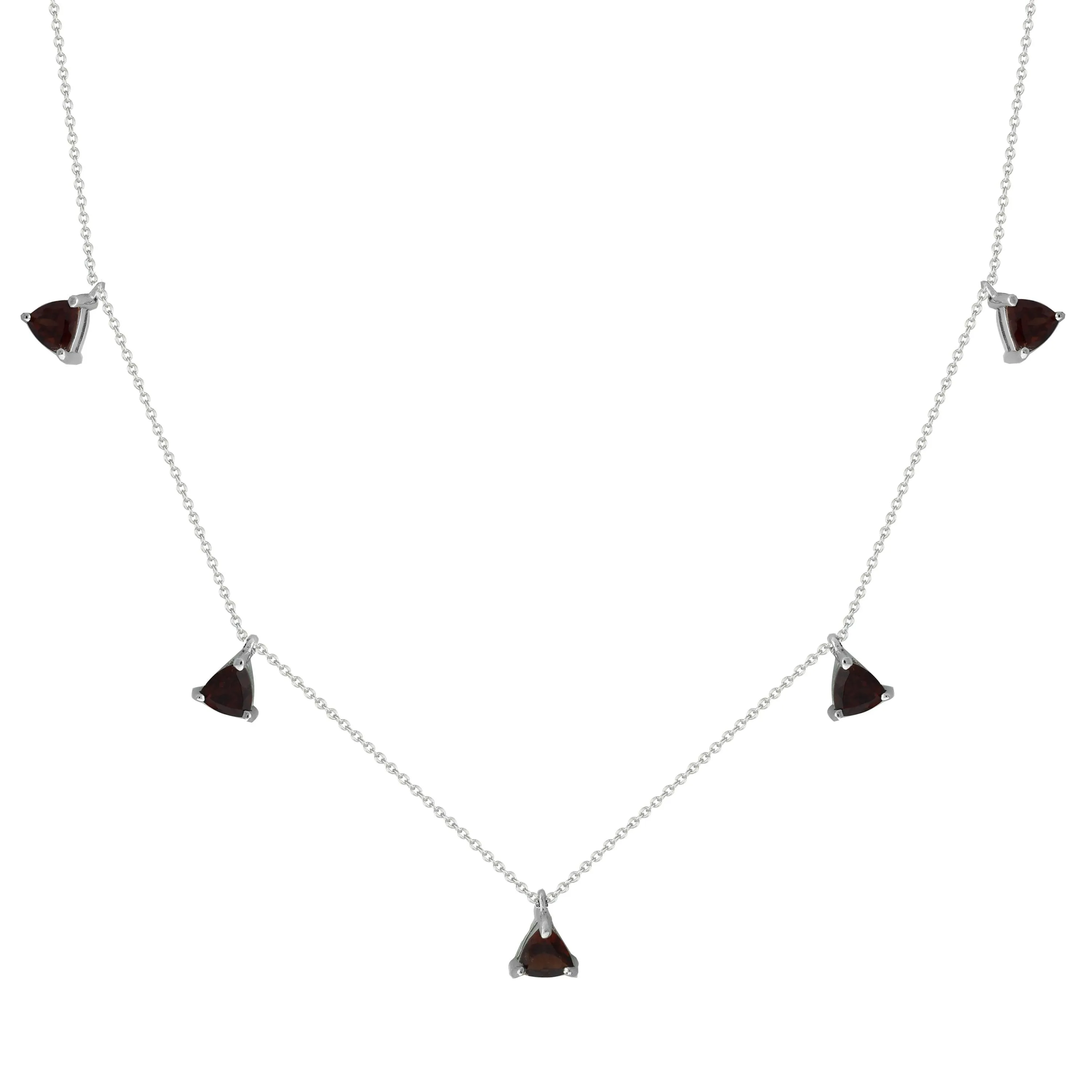 Dangle Garnet Necklace in Silver