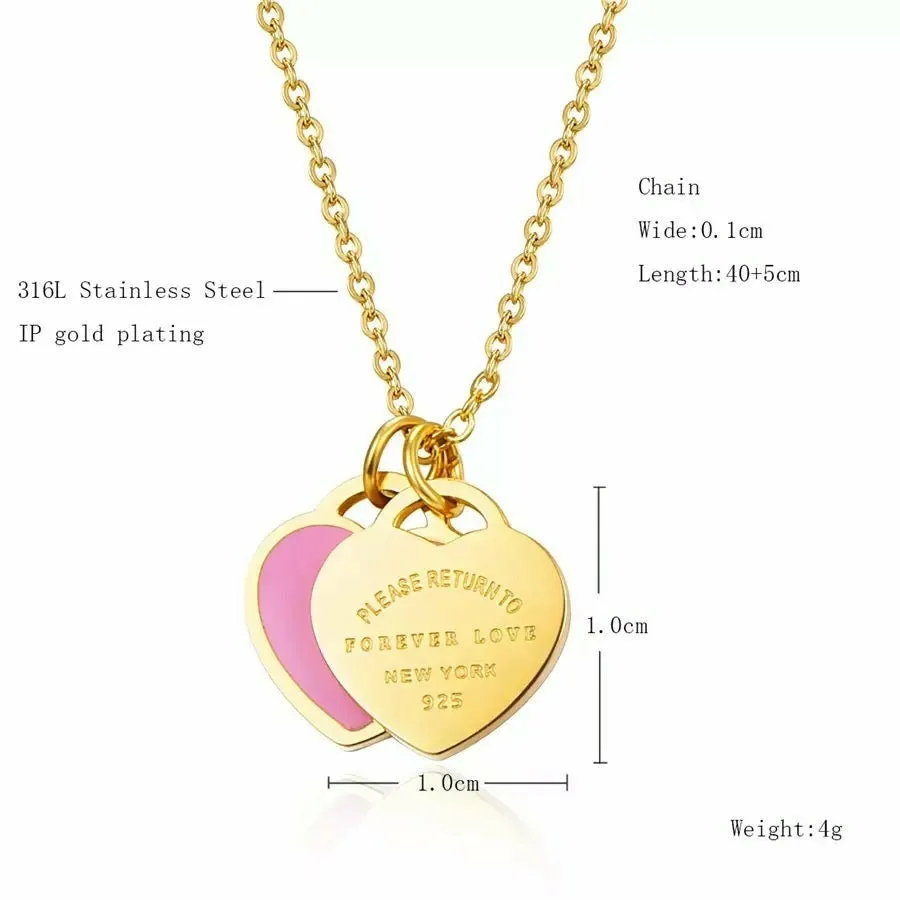 Dbl Heart Charm Necklace