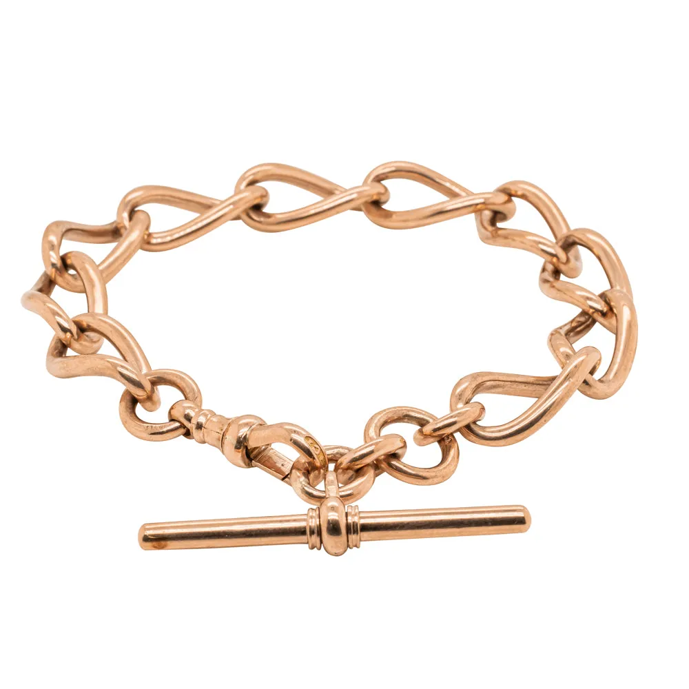 Deja Vu 9ct Rose Gold Curb Fob Bracelet