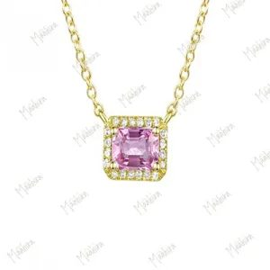 Diamond & Pink Sapphire 5x7mm Necklace