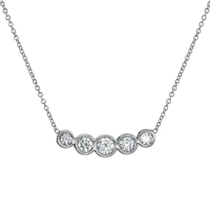 Diamond Bubble Bar Necklace in 14K White Gold