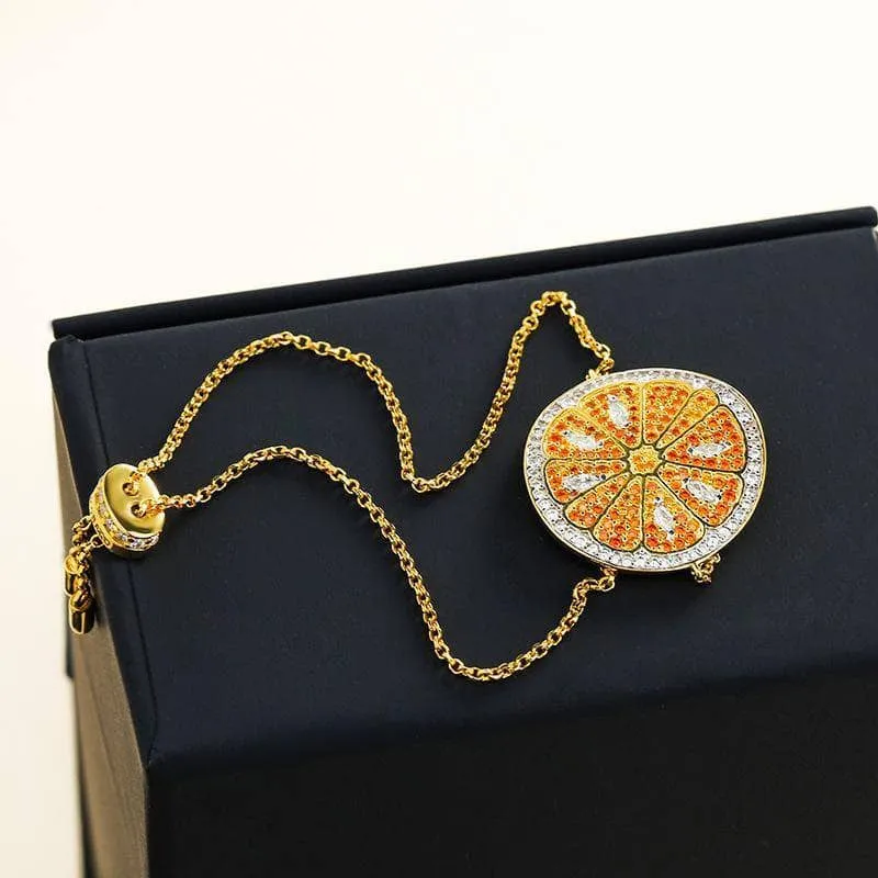Diamond Encrusted Cute Orange Bracelet