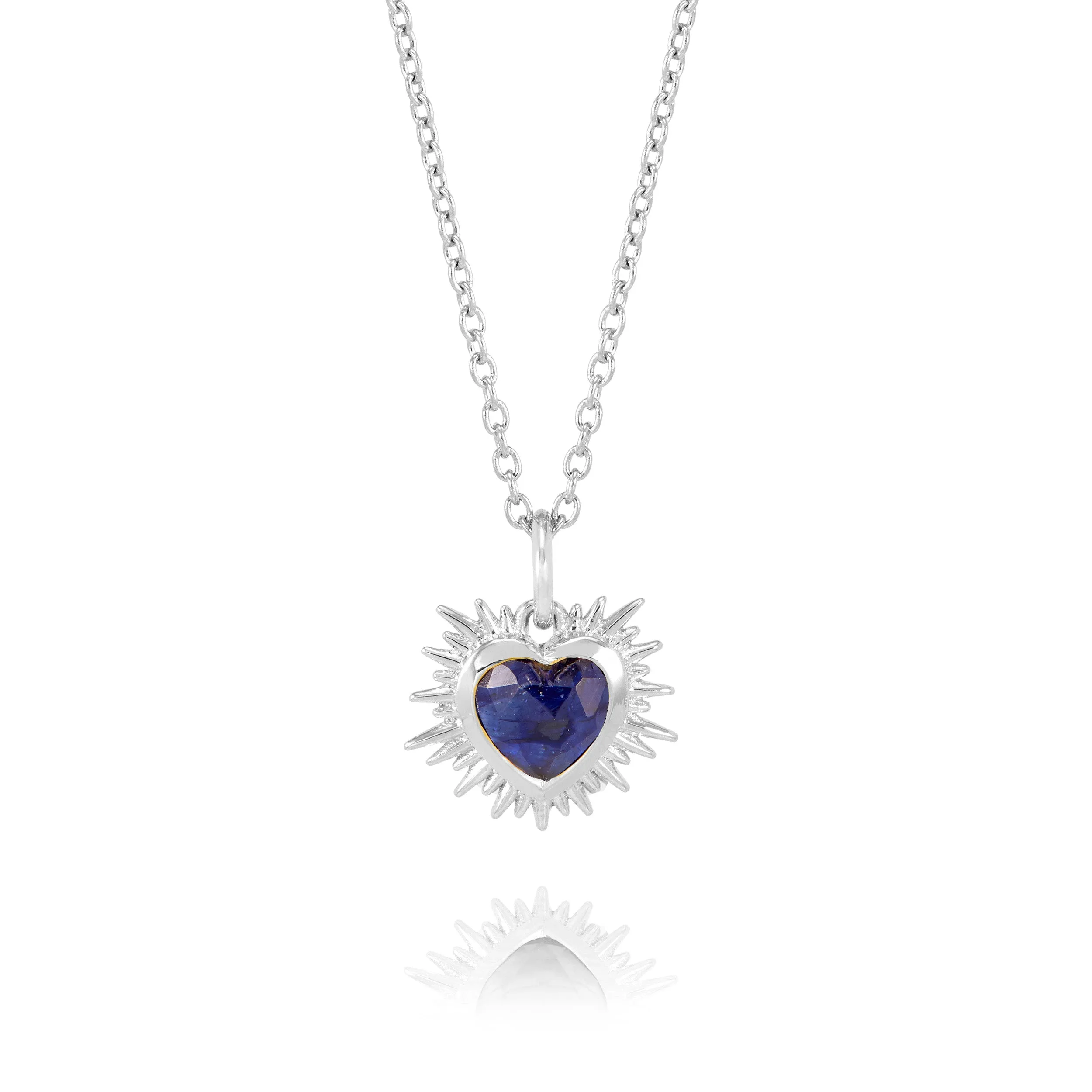 Electric Heart Mini Sapphire Necklace - Silver - EGHN5SAS