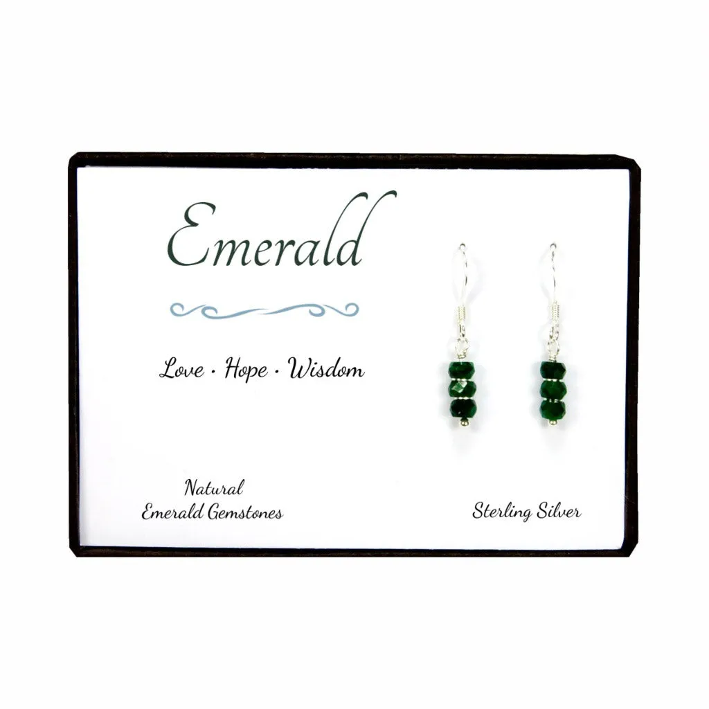 Emerald Sterling Silver Gemstone Dangle Earrings