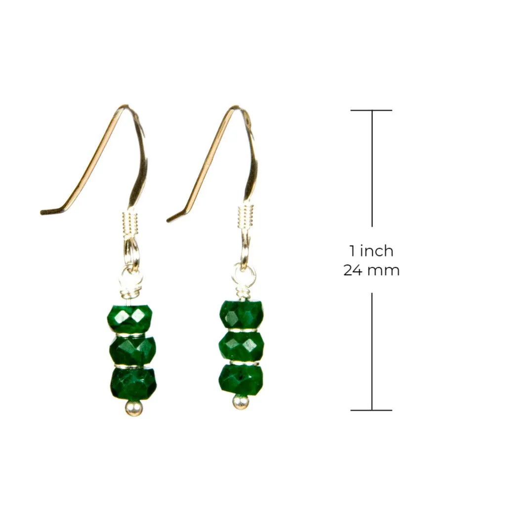 Emerald Sterling Silver Gemstone Dangle Earrings