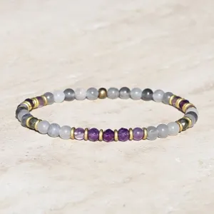 “Emotional Healing” Cloudy Quartz Crystal and Amethyst Healing Bracelet