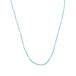 Endless Design Turquoise Magnesite and Cultured Freshwater Pearl Necklace