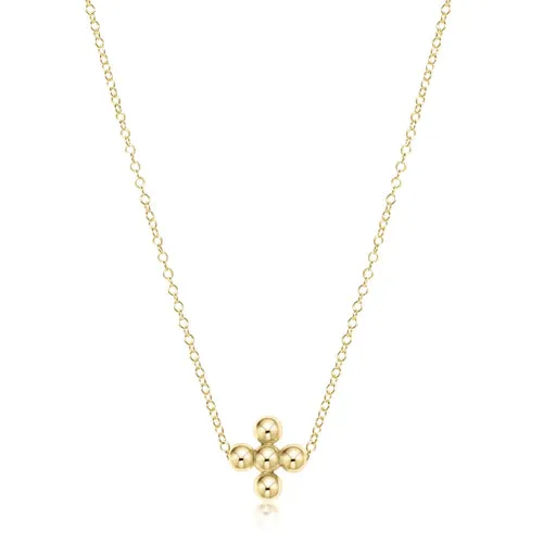 Enewton 16" necklace gold - classic beaded signature cross gold - 3mm bead gold