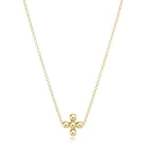 Enewton 16" necklace gold - classic beaded signature cross gold - 3mm bead gold