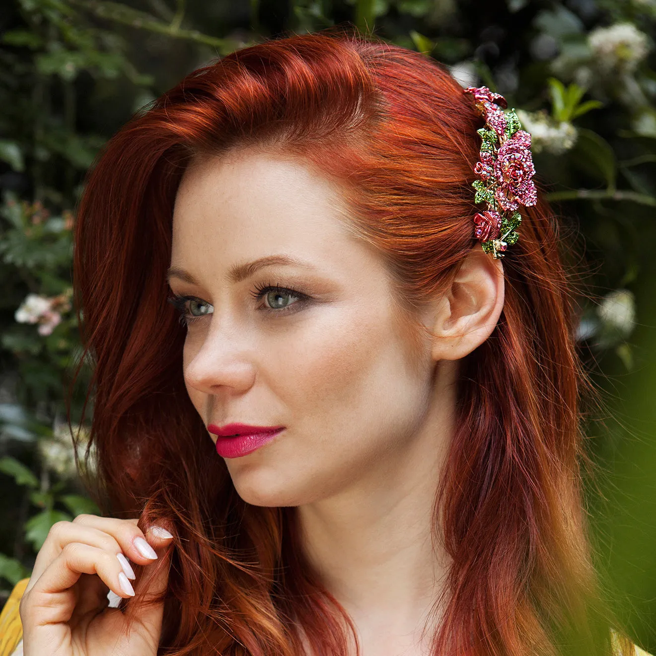 Flower Hair Clip with Diamante