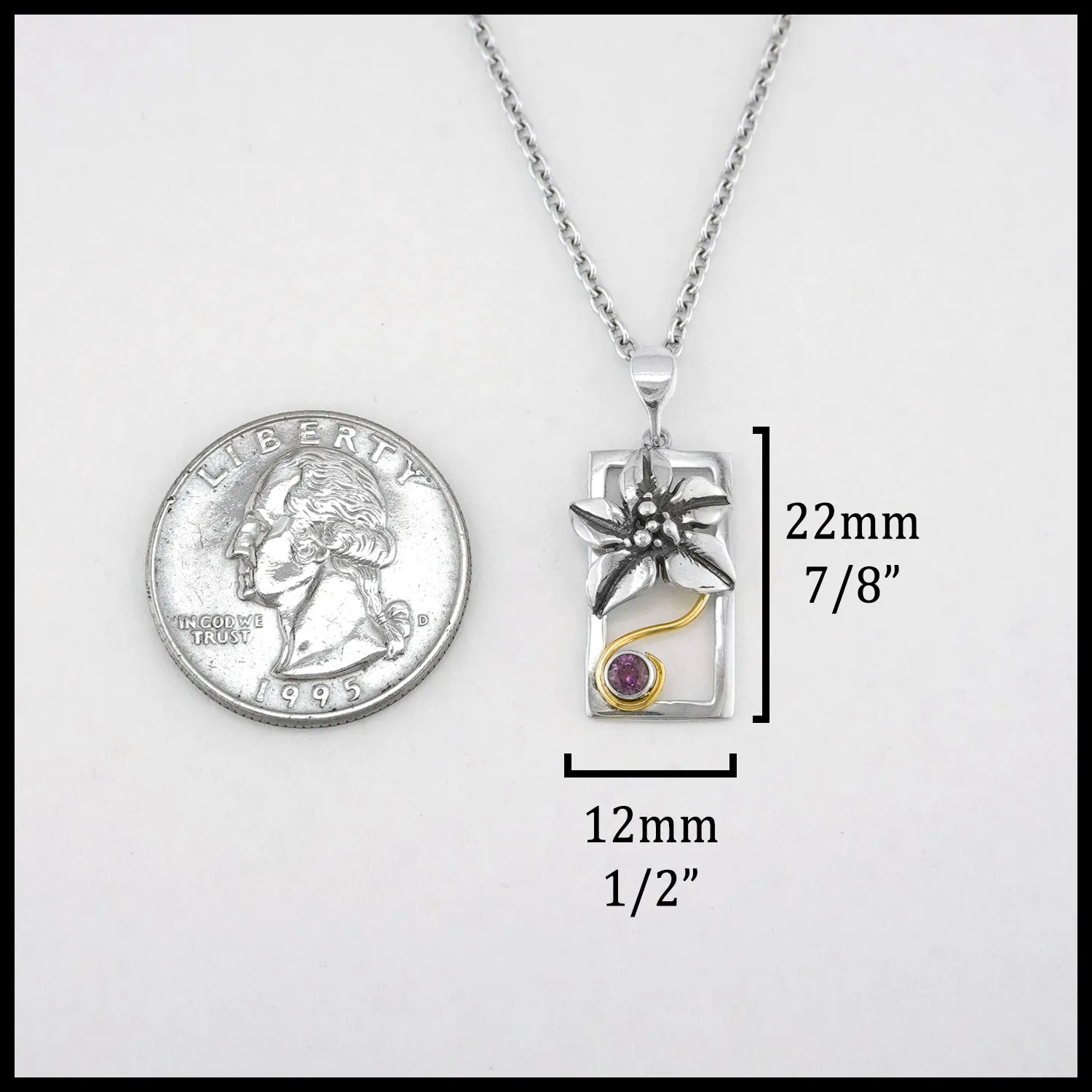 Framed flower and Grape Garnet Pendant