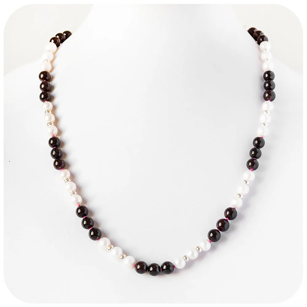 Garnet and Fresh Water Pearl Necklace