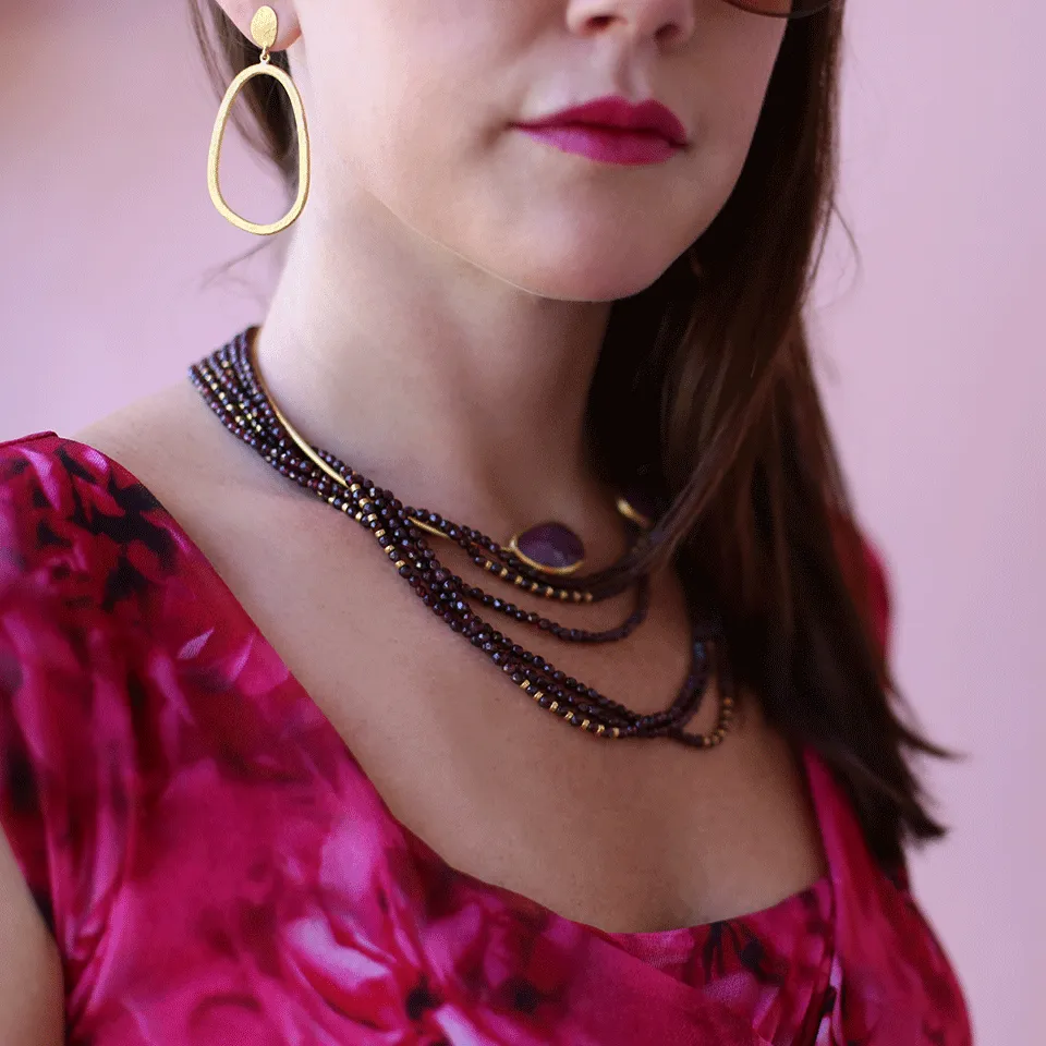 Garnet Tribe Wrap Necklace