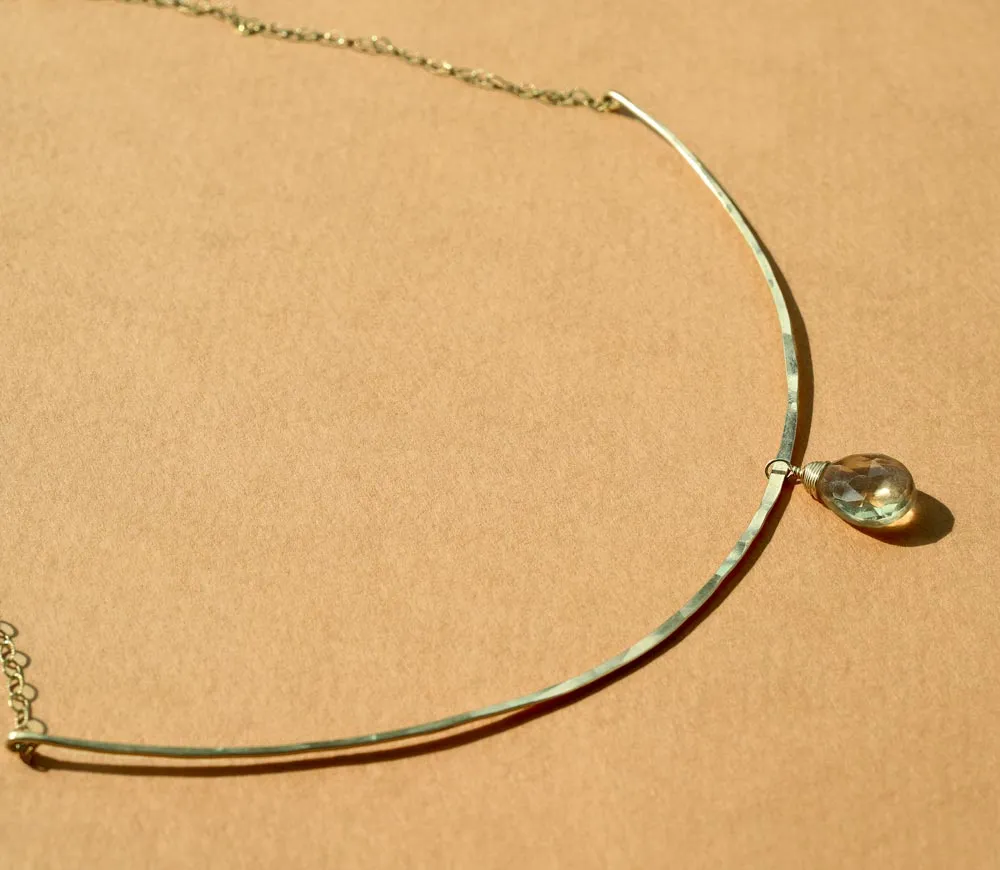 Gemstone Arc Necklace - Champagne Quartz