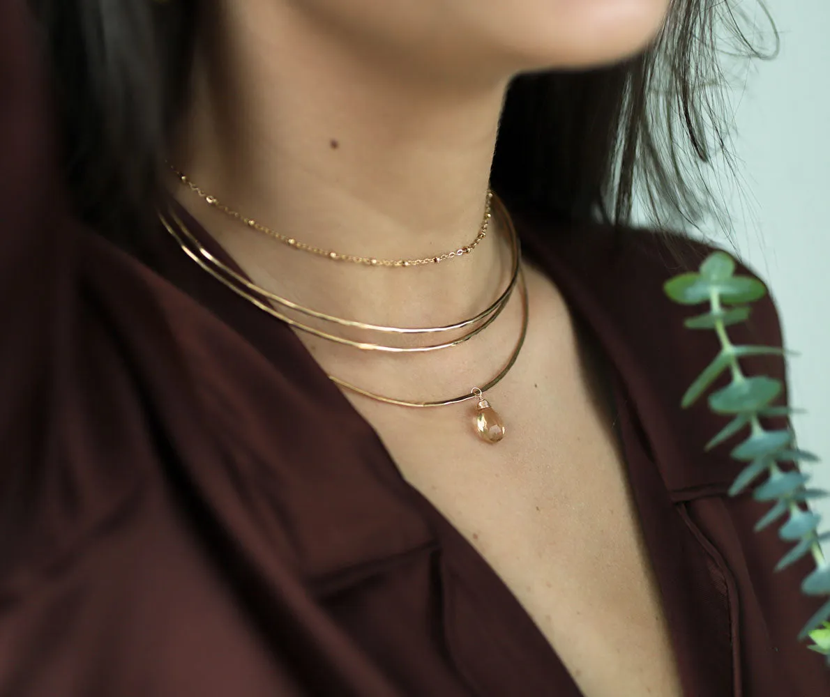 Gemstone Arc Necklace - Champagne Quartz
