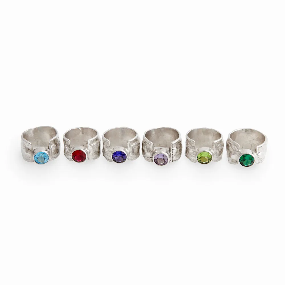 Gemstone Waterfall Ring - Wide Band