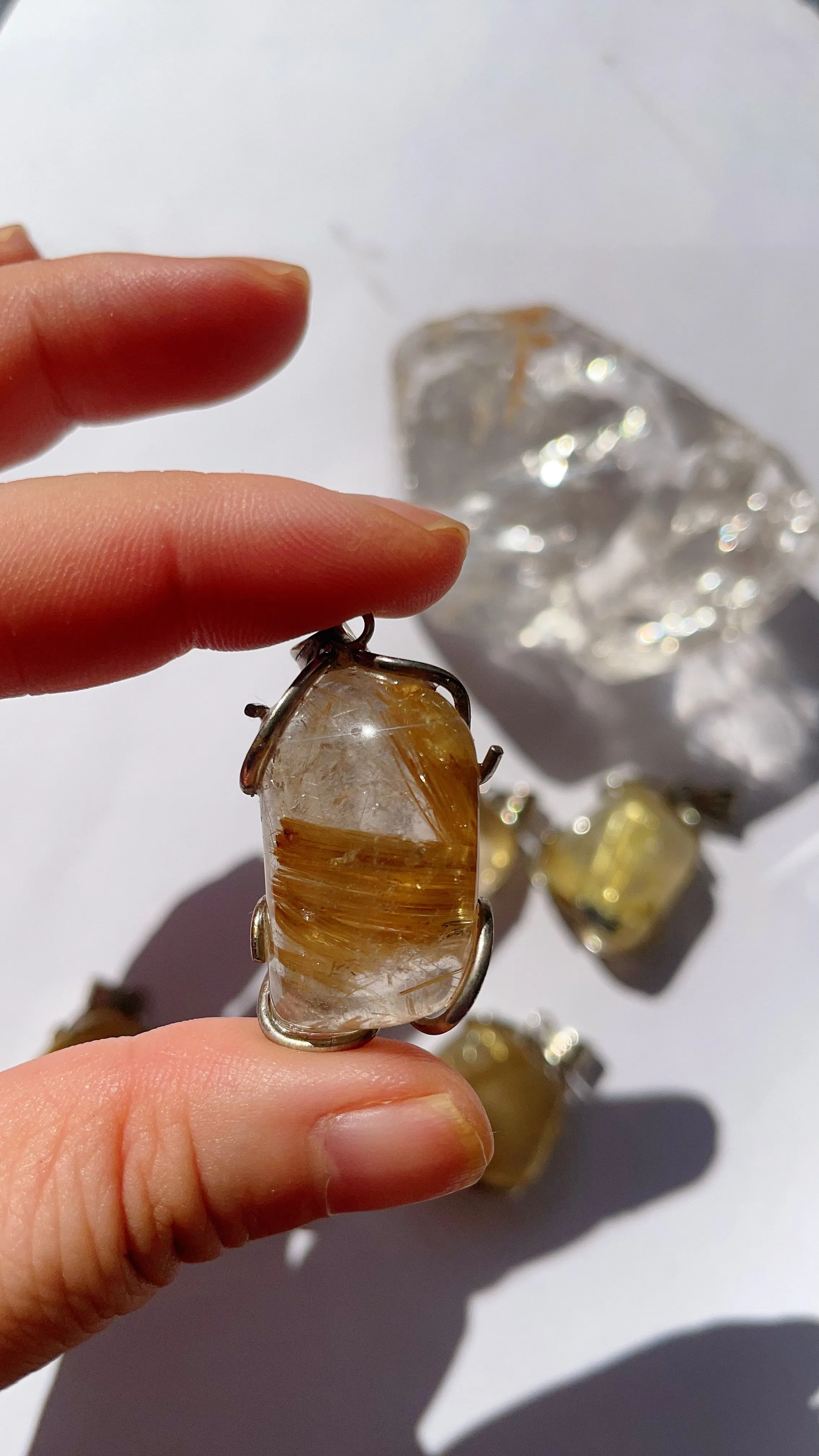 Gold Rutilated Quartz Pendant