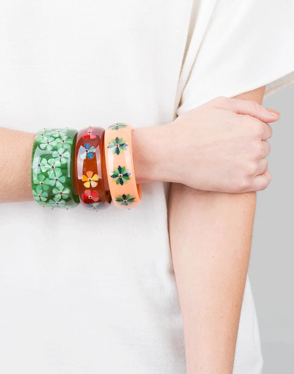 Green Flower Bakelite Bangle