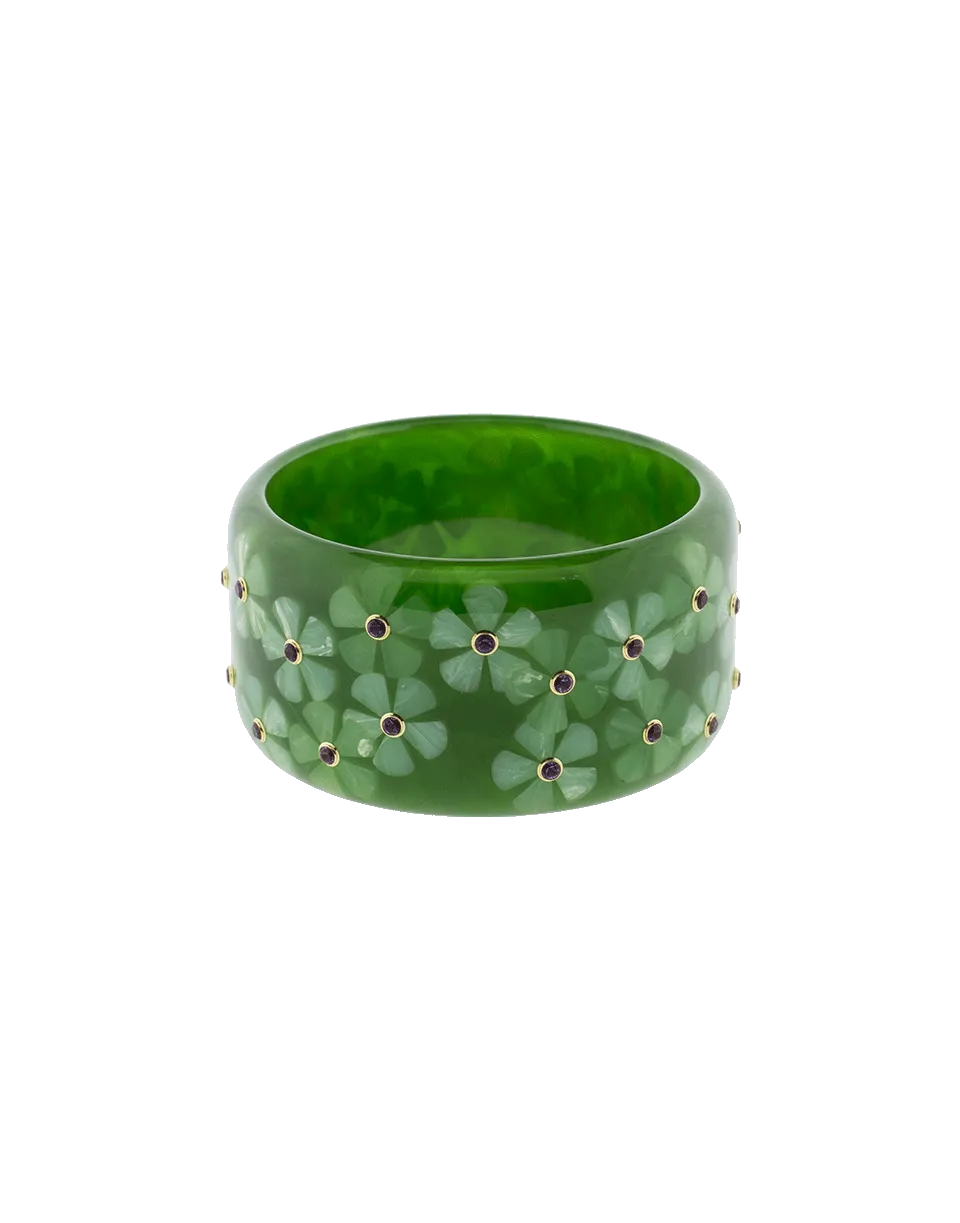 Green Flower Bakelite Bangle