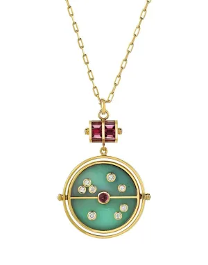 Green Tourmaline Compass Pendant Necklace