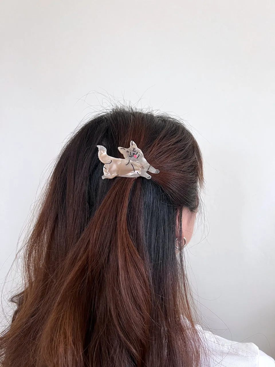 Hand-painted Corgi Dog Barrette Hair Clip | Eco-Friendly