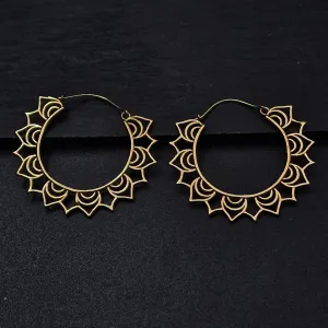 Handmade Lotus Petal Tribal Hoop Earrings