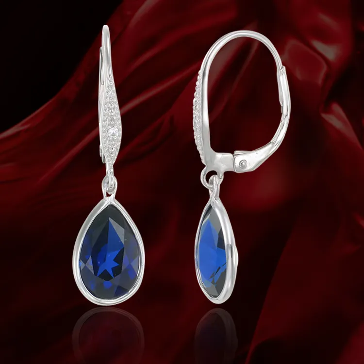 Hanging Teardrop Sapphire Earrings