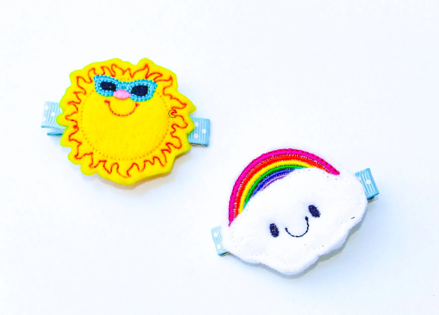 Happy Sunshine and Rainbow Barrette Set I The Enchanted Magnolia