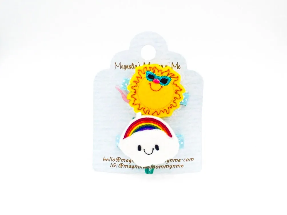 Happy Sunshine and Rainbow Barrette Set I The Enchanted Magnolia