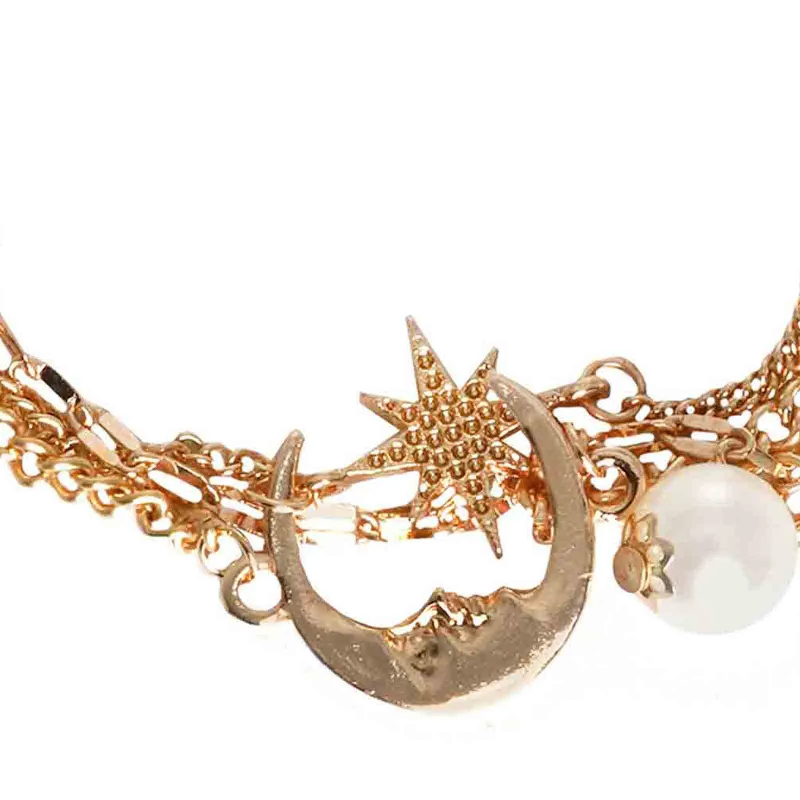 Joker & Witch Moon Magic Gold Pearl Drop Anklet for Women