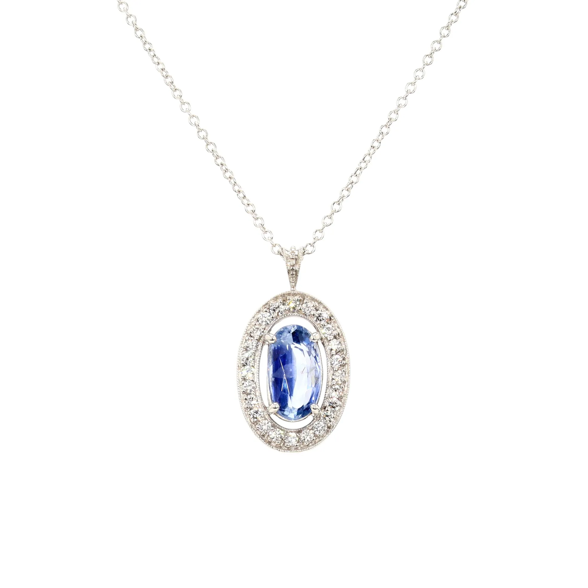Kashmir Sapphire and Diamond Pendant