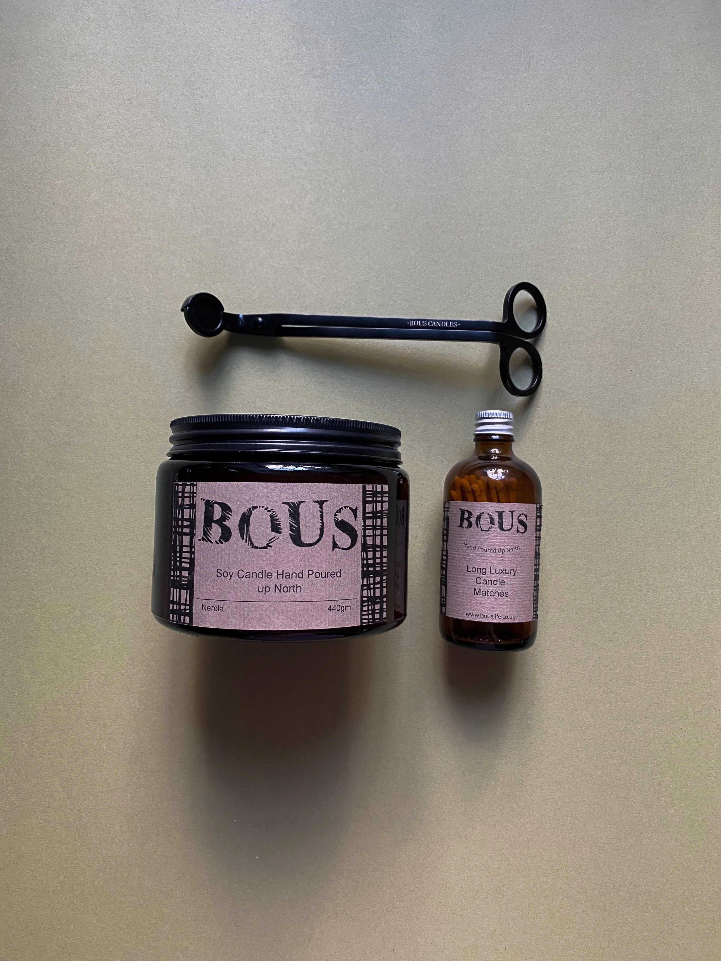 Large Candle, Wick Trimmer and Matches Gift Box