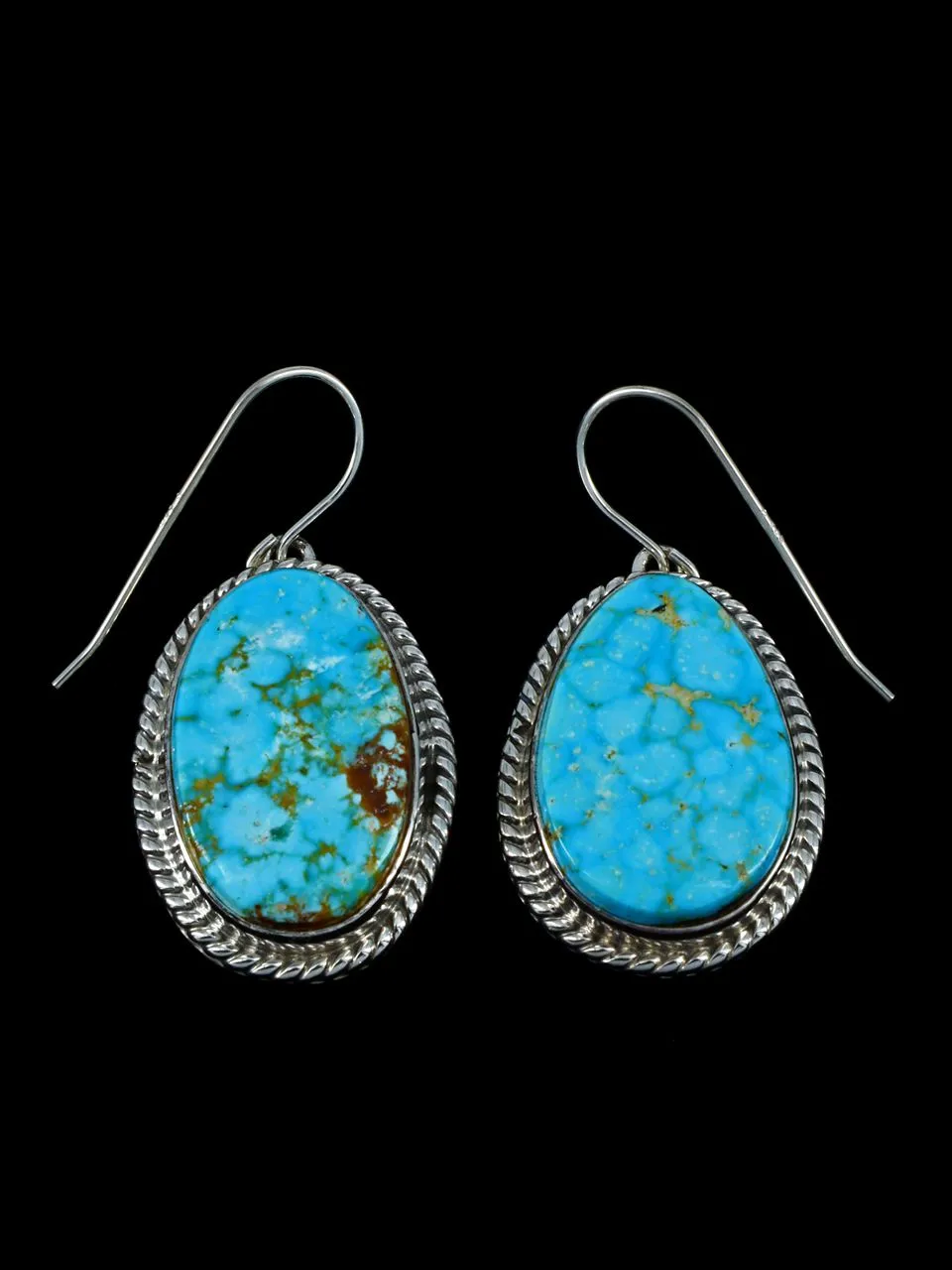 Large Native American Sterling Silver Kingman Turquoise Squash Blossom Necklace Set